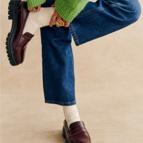 SOLD DONT BUY Sézane  Albane loafers in glossy burgundy, size 39 - Picture 2 of 6